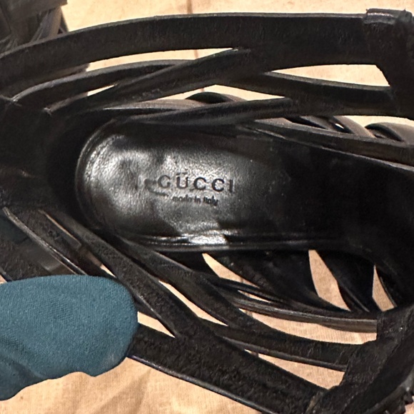 PRE-LOVED GUCCI Women's Calfskin LIFFORD Cage Platform Sandals 6" Heels - Picture 14 of 15